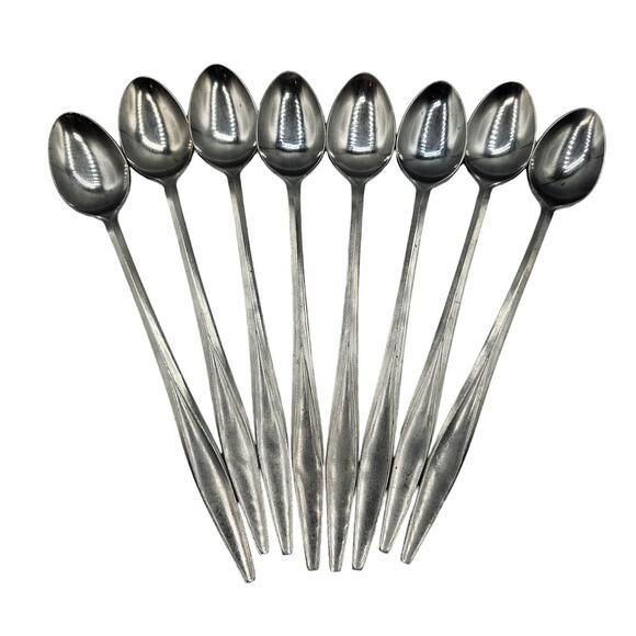 8 VTG National Parma NS Co Stainless Iced Tea Spoons 7 1/2" Japan - Picture 1 of 7